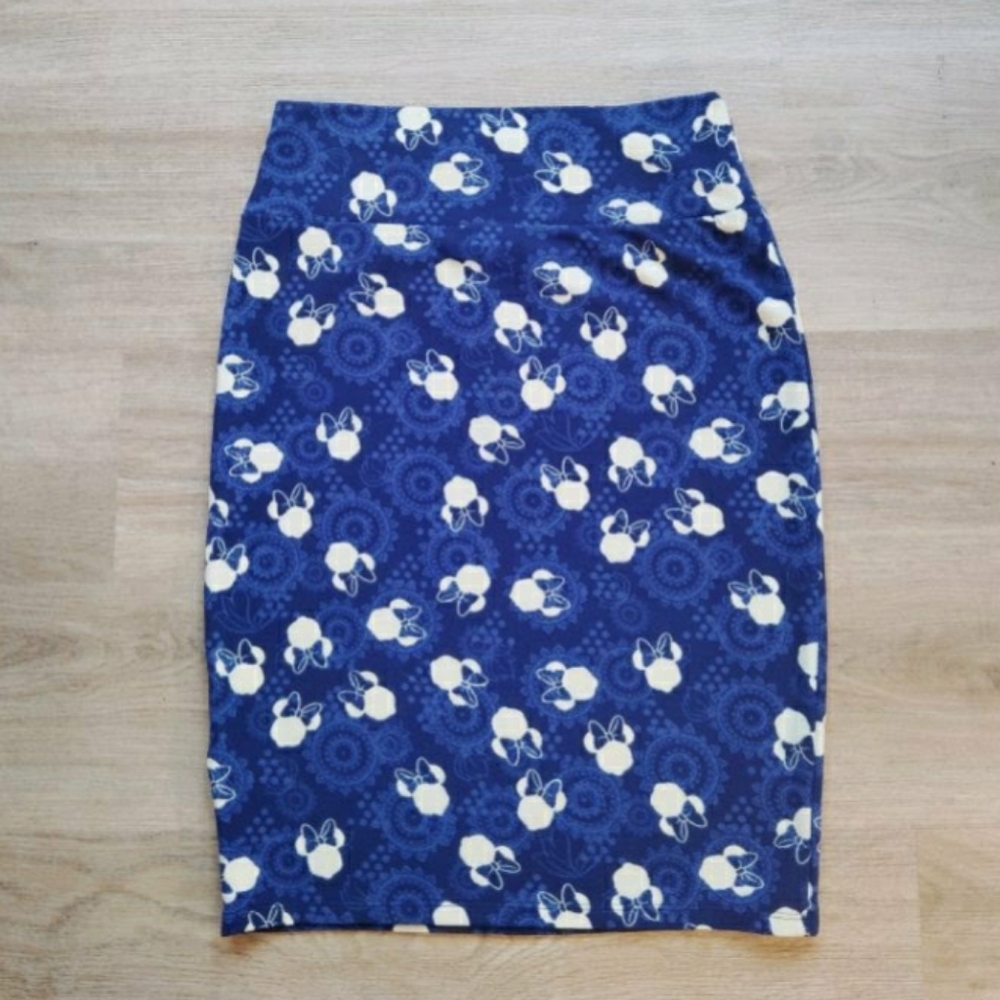 LuLaRoe Disney Blue Minnie Mouse Print Cassie Pencil Skirt - Size Medium - Picture 9 of 10
